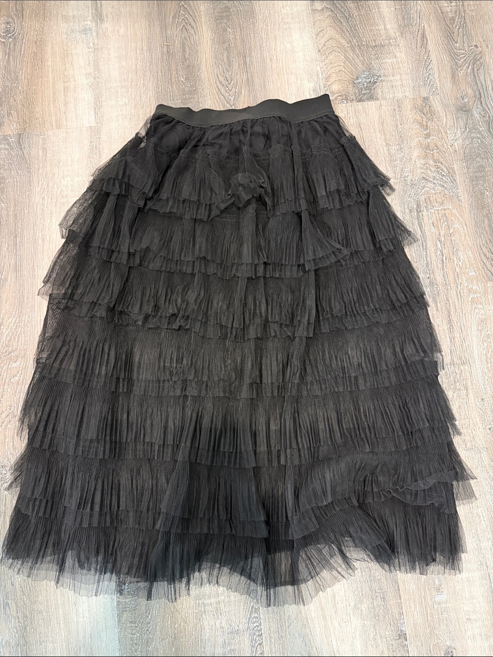 NWT Elan Black Tiered Tulle Midi Skirt sz m